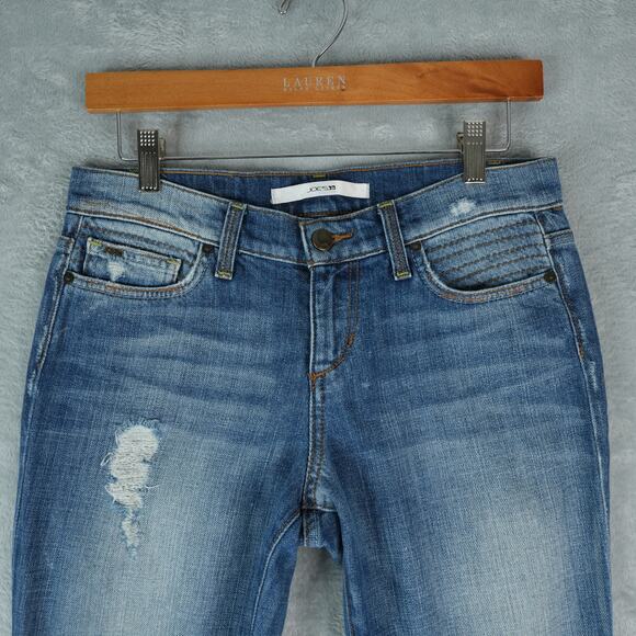 Joes Jeans Crop Ankle Womens W 25 Blue Distressed Rolled Cuff KSKU5605 Kursten - Picture 3 of 12